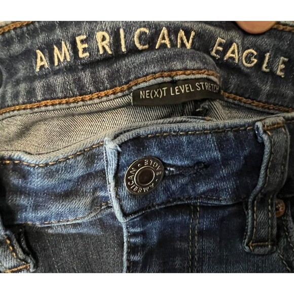 AMERICAN EAGLE Super Hi-Rise Jegging Women's 0 AEO Distressed Patched Jeans - Picture 8 of 14